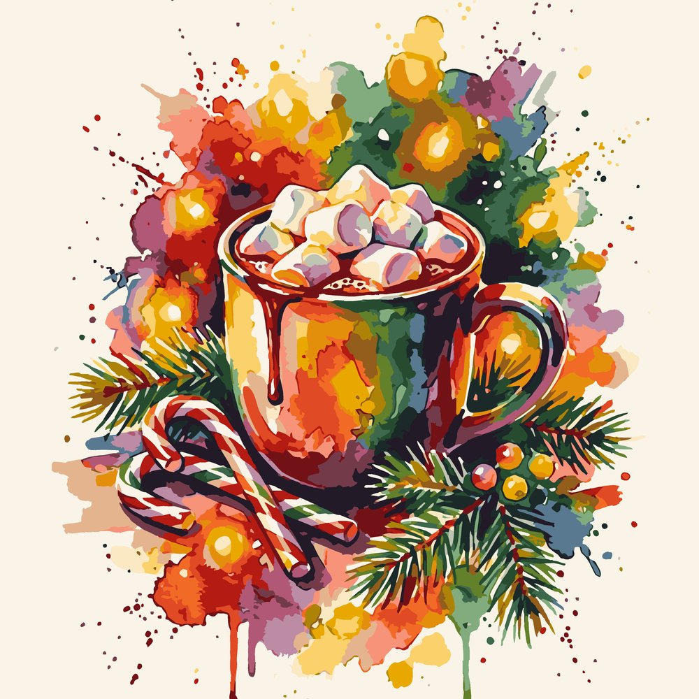 Paint by Numbers - Cocoa and Candy Canes