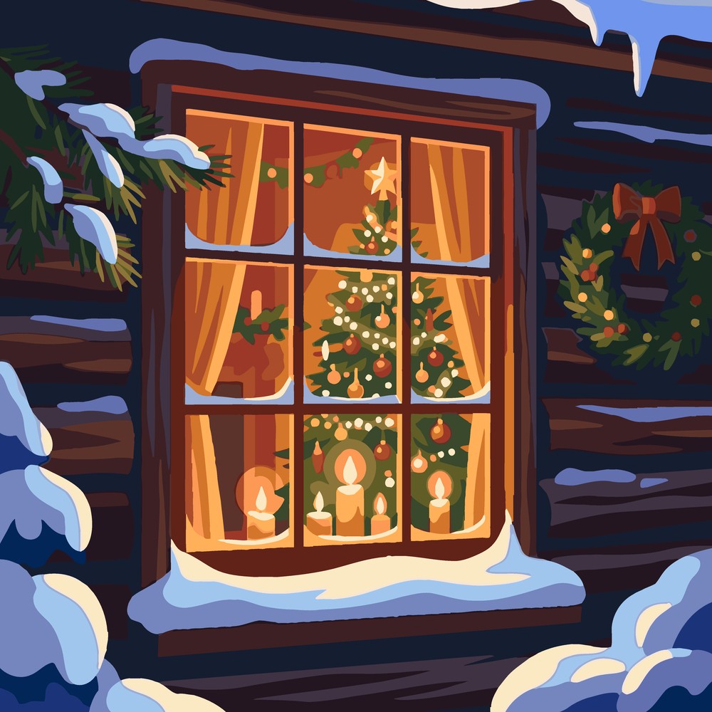 
Paint by Numbers - Cozy Cabin Christmas Window