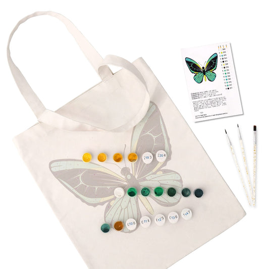 Paint by Numbers – DIY Totebag | Emerald Butterfly