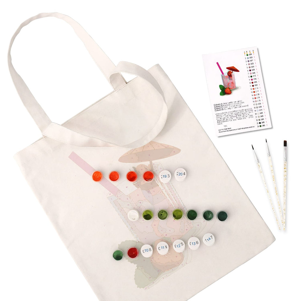 Paint by Numbers – DIY Totebag | Strawberry Drink