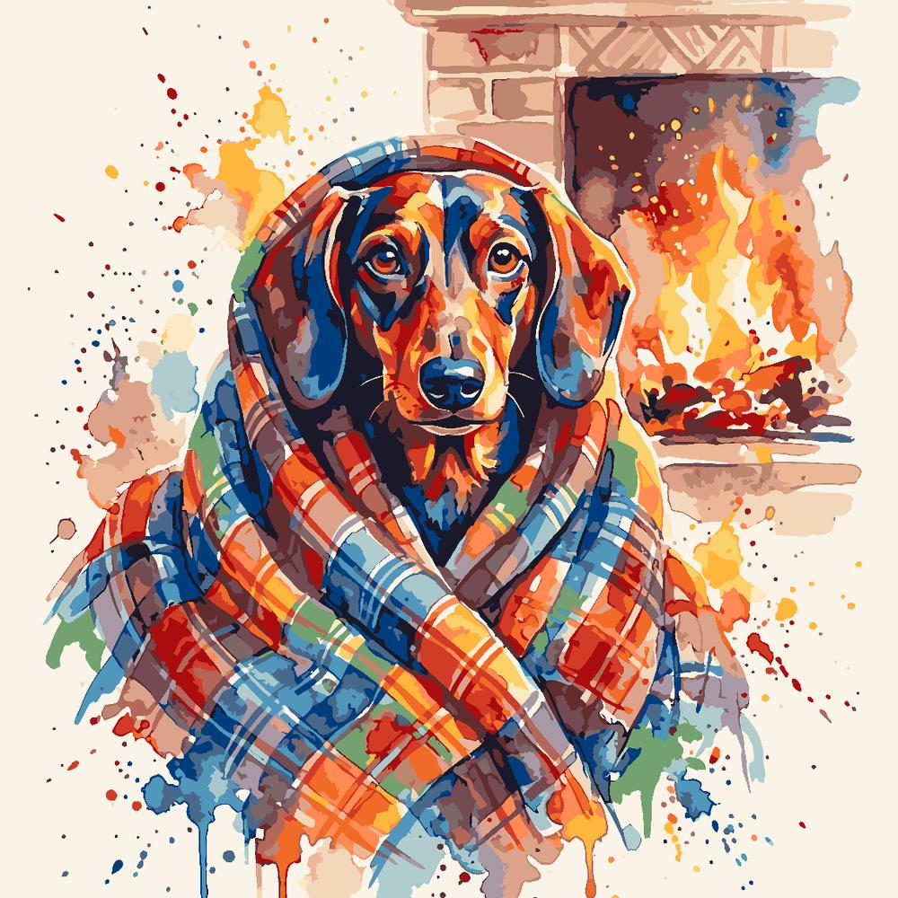 Paint by Numbers - Dachshund Under the Blanket