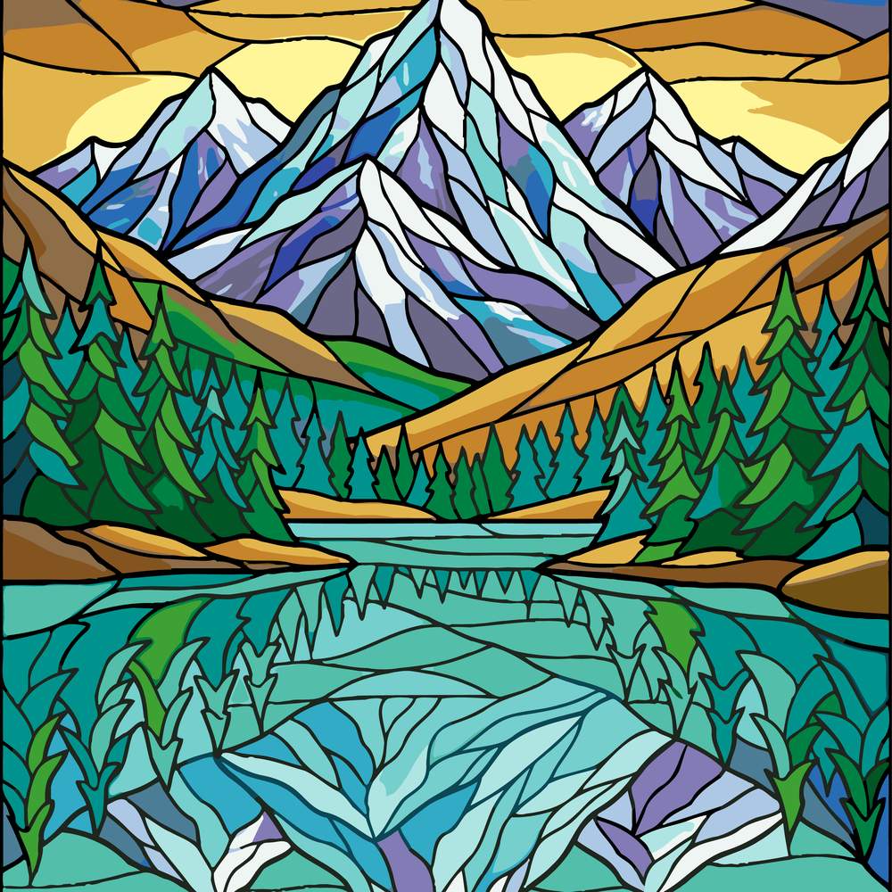 Paint by Numbers - Glacier Lake Reflection