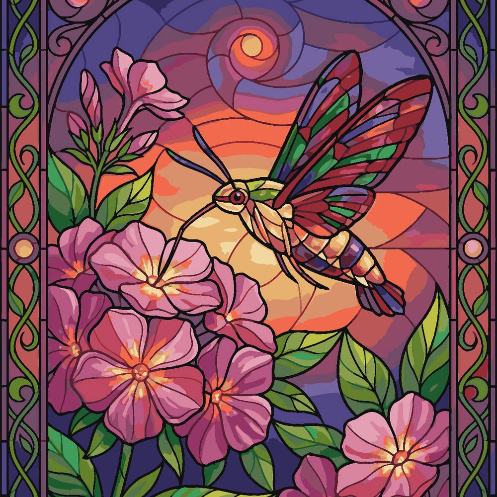 Paint by Numbers - Hummingbird Moth at Dusk