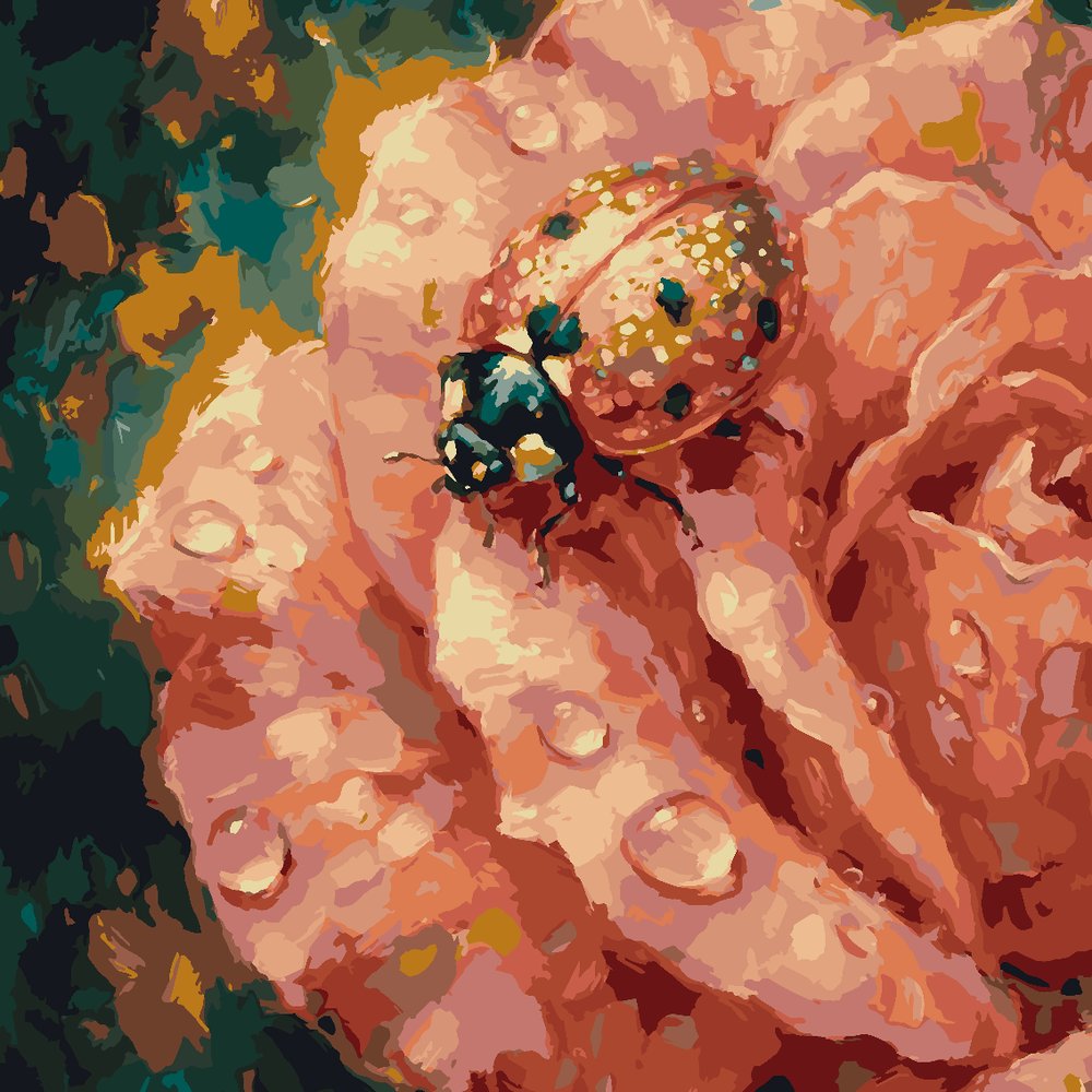 Paint by Numbers - Ladybug on a Rose
