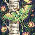 Paint by Numbers - Luna Moth on Birch