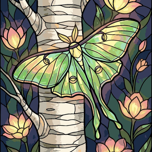 Paint by Numbers - Luna Moth on Birch