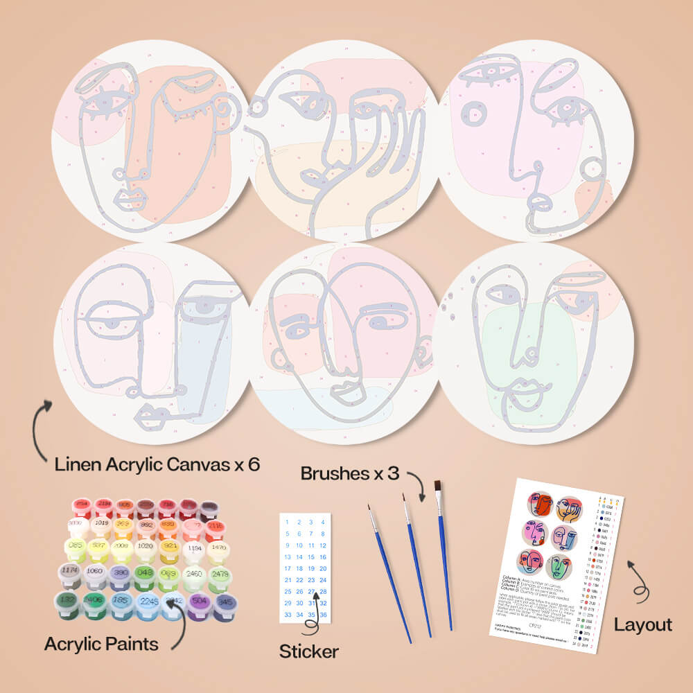 
Paint by Numbers - Placemats | Abstract Faces