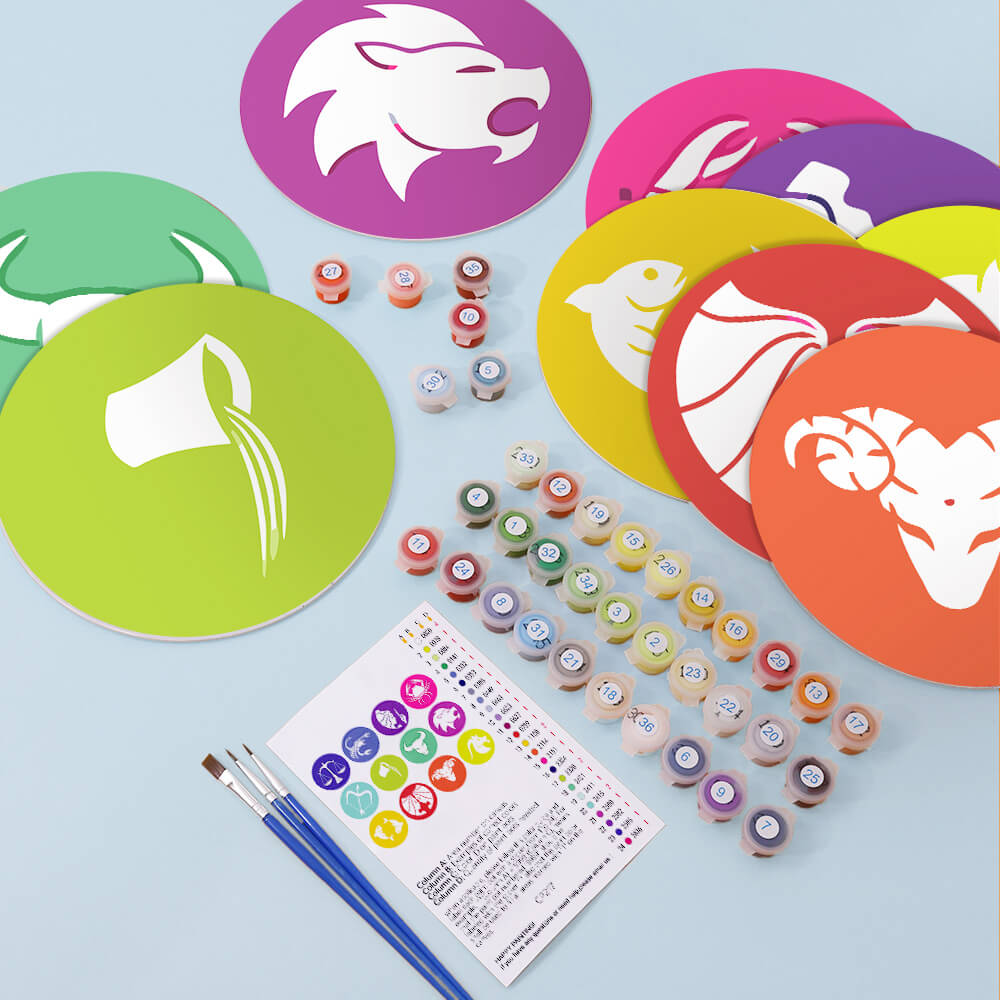 
Paint by Numbers - Placemats | Colorful Zodiac