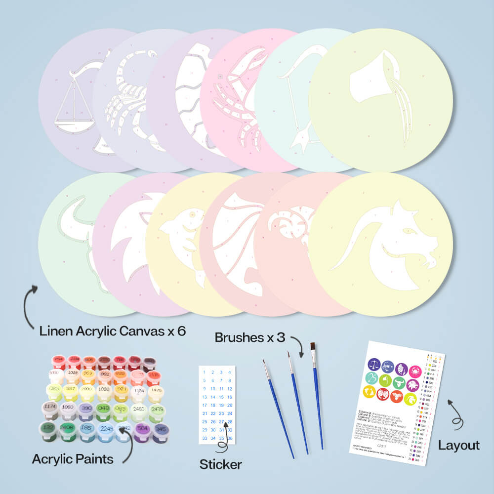 
Paint by Numbers - Placemats | Colorful Zodiac