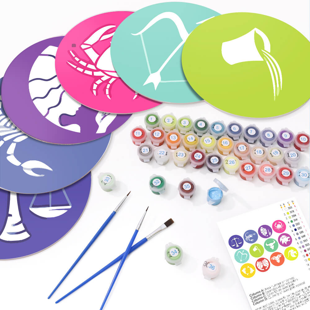
Paint by Numbers - Placemats | Colorful Zodiac