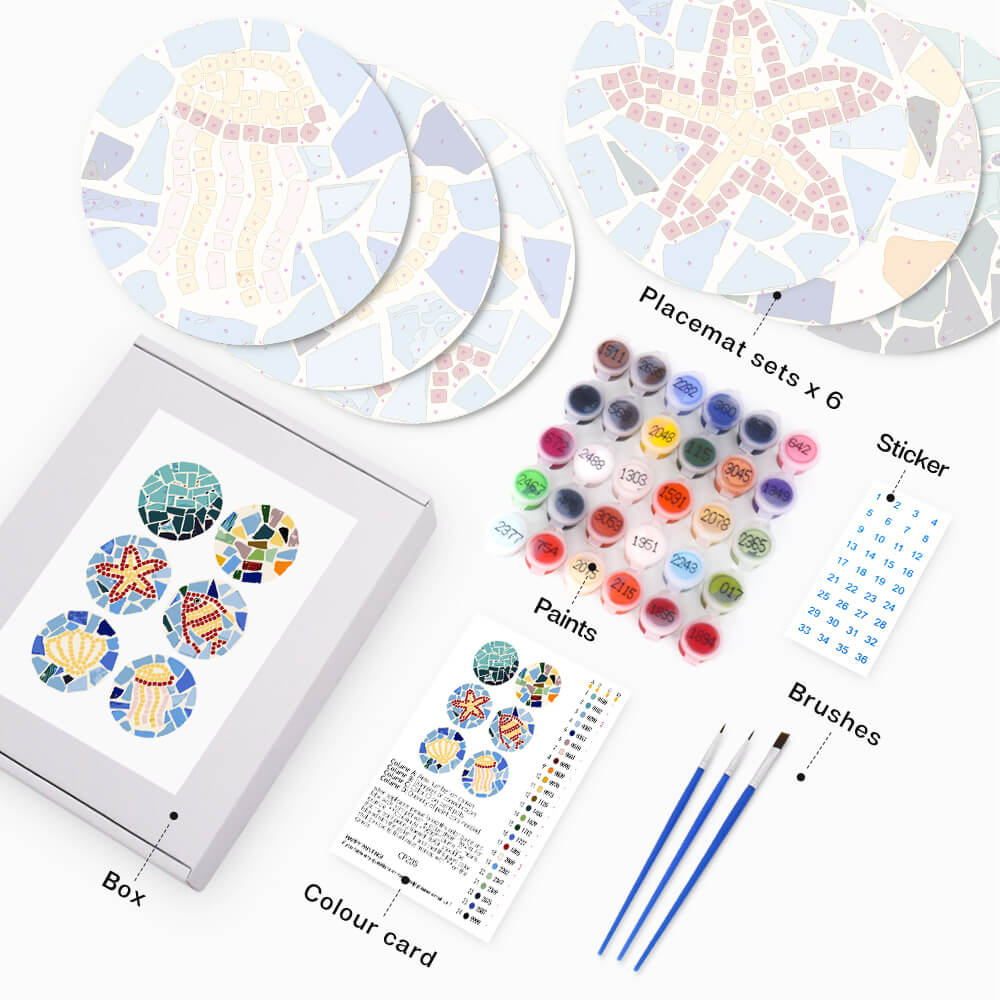 
Paint by Numbers - Placemats | Ocean Mosaic