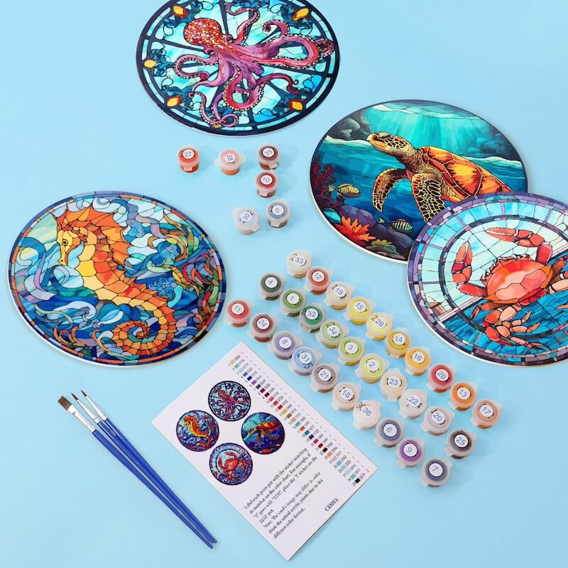 
Paint by Numbers - Placemats | Sea animals