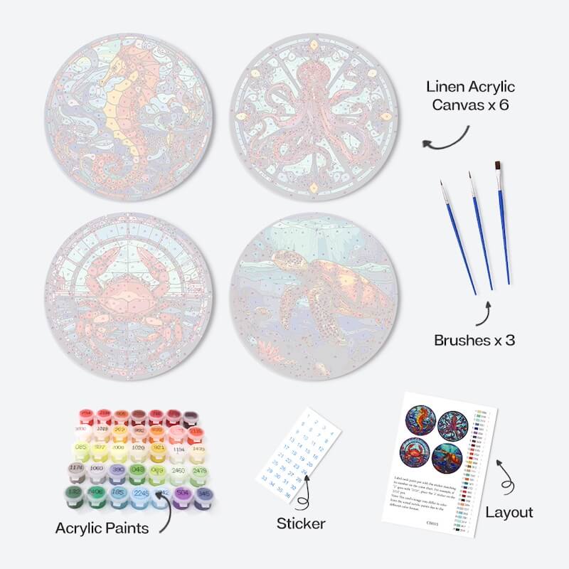 
Paint by Numbers - Placemats | Sea animals