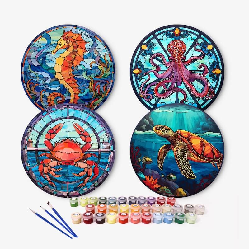 
Paint by Numbers - Placemats | Sea animals