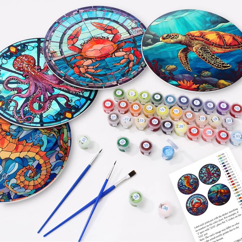 
Paint by Numbers - Placemats | Sea animals