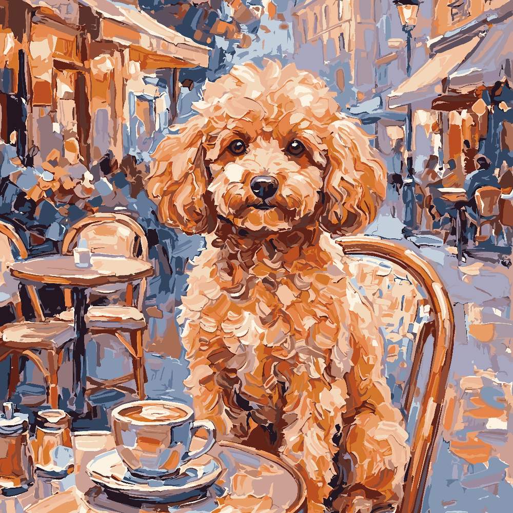 
Paint by Numbers - Poodle at the Café