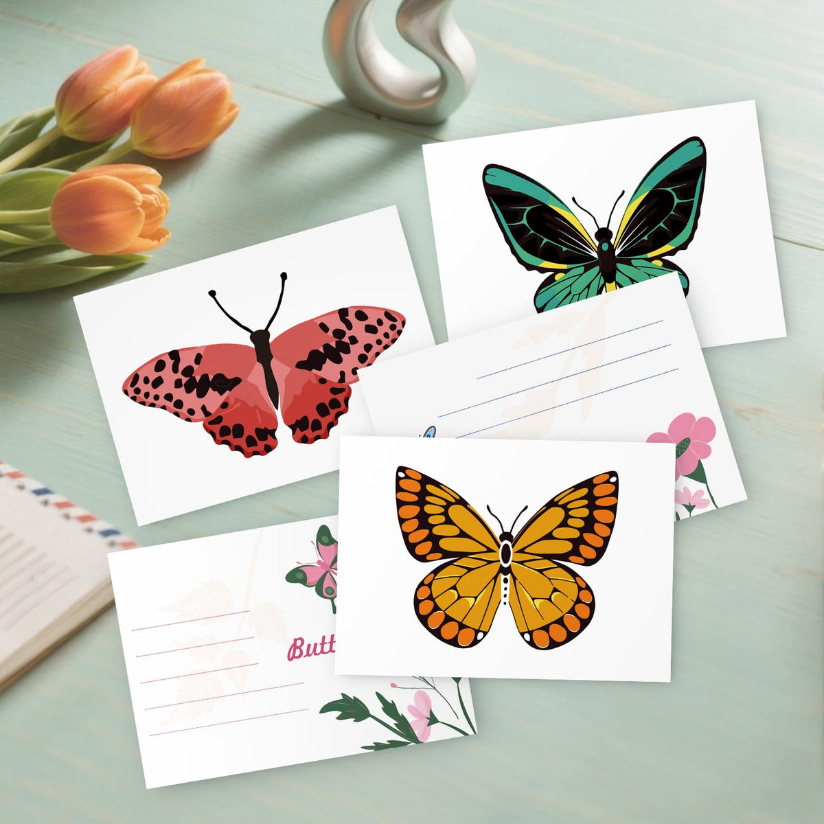
Paint by Numbers – Postcard | Butterflies & Blooms