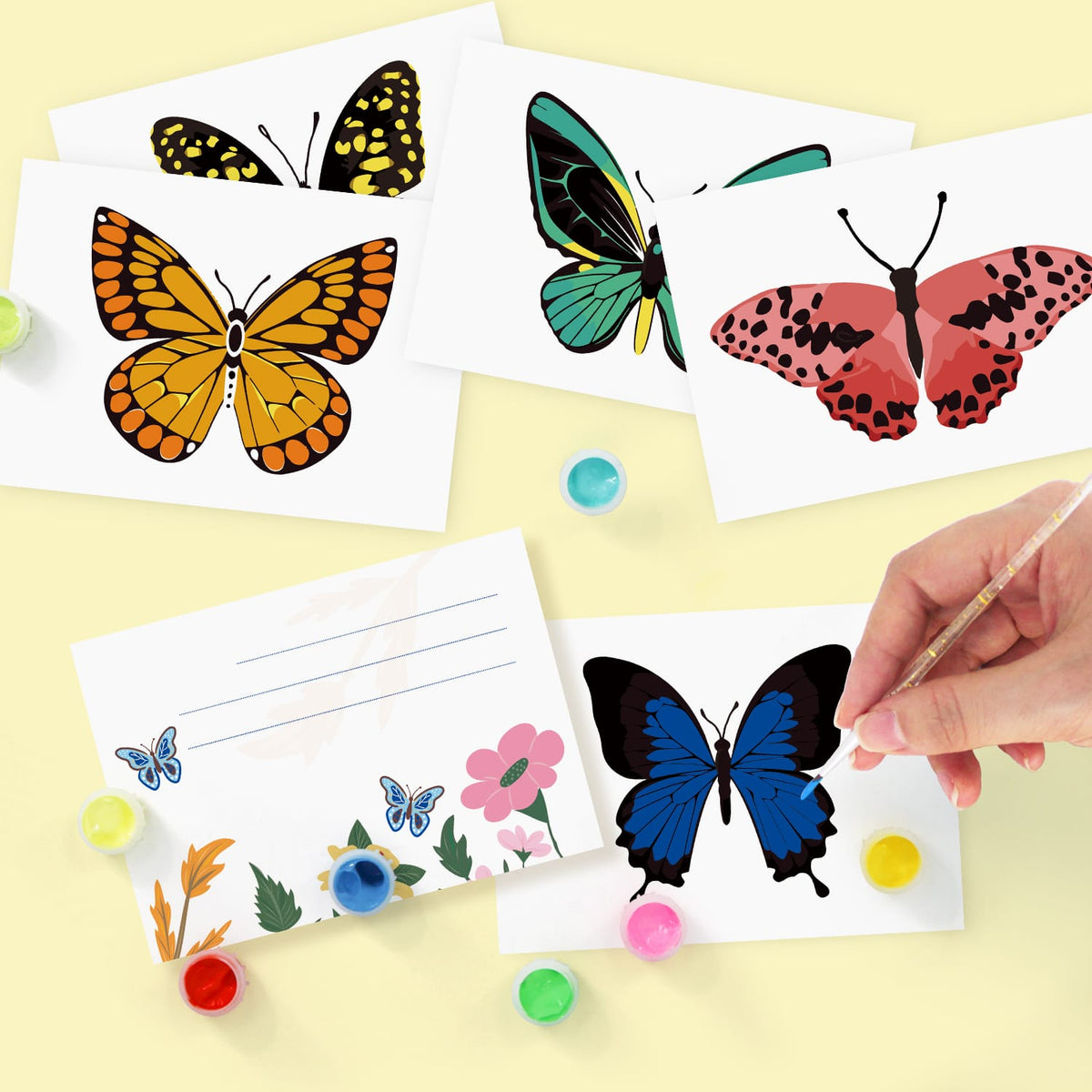 
Paint by Numbers – Postcard | Butterflies & Blooms