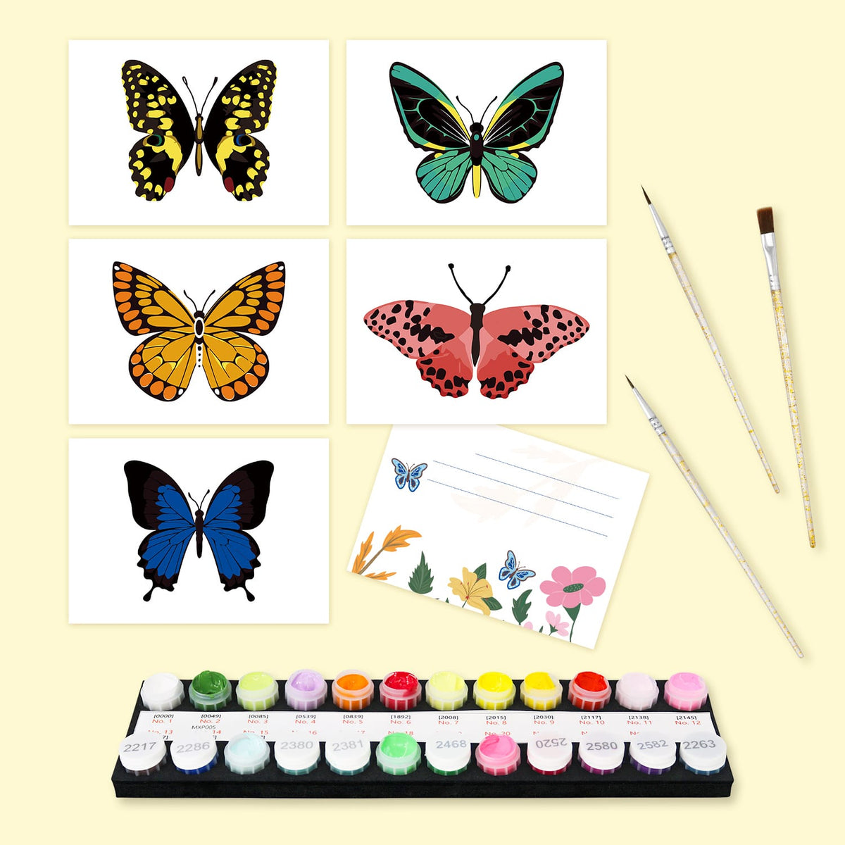 
Paint by Numbers – Postcard | Butterflies & Blooms