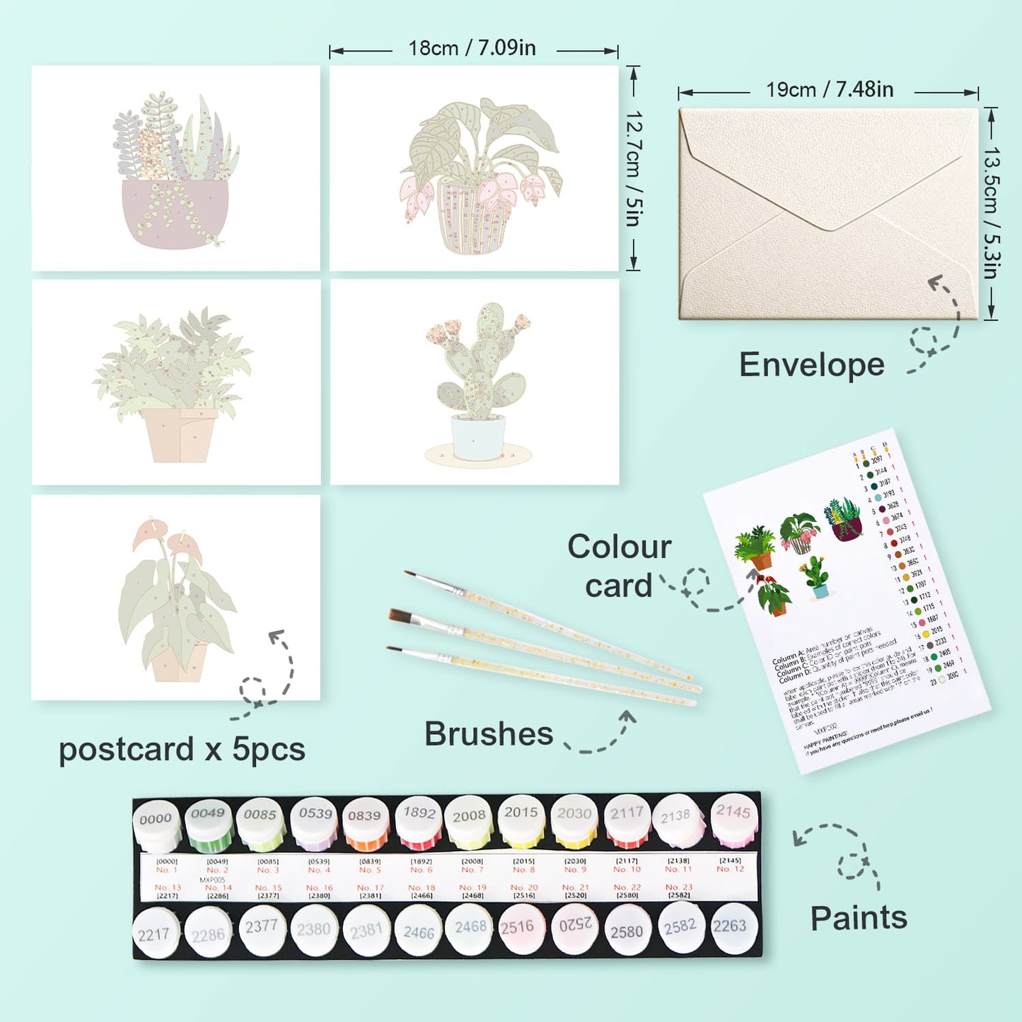 Paint by Numbers – Postcard | Potted Plants