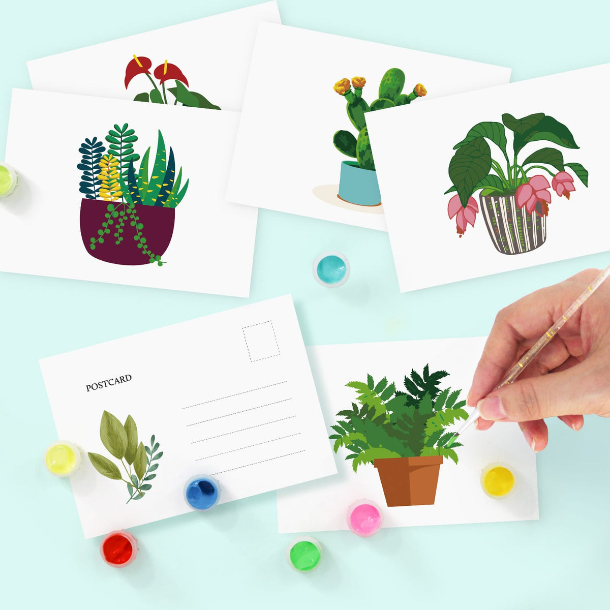 
Paint by Numbers – Postcard | Potted Plants