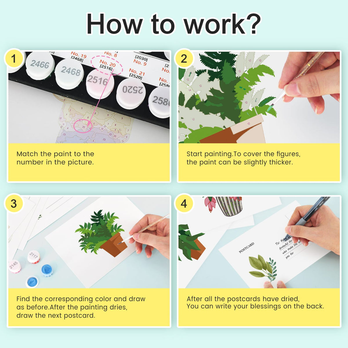 
Paint by Numbers – Postcard | Potted Plants