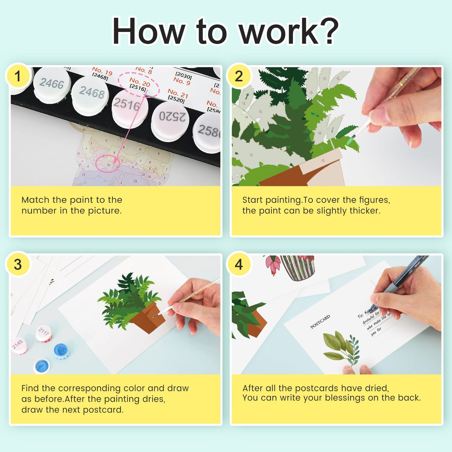 Paint by Numbers – Postcard | Potted Plants