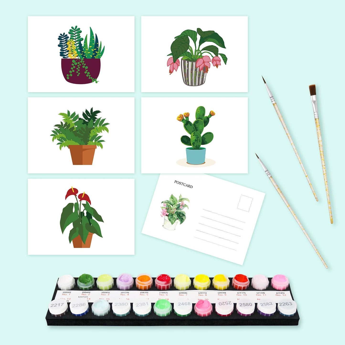 Paint by Numbers – Postcard | Potted Plants