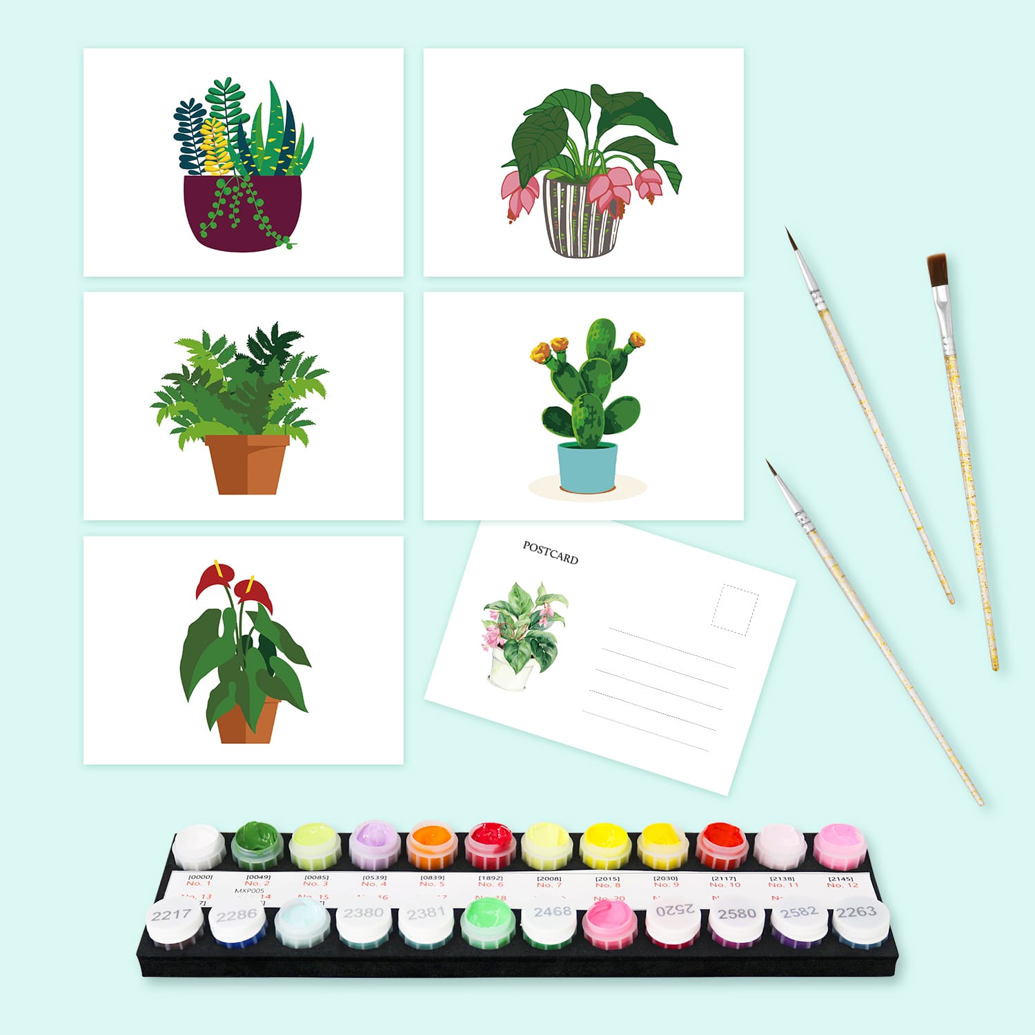 Paint by Numbers – Postcard | Potted Plants