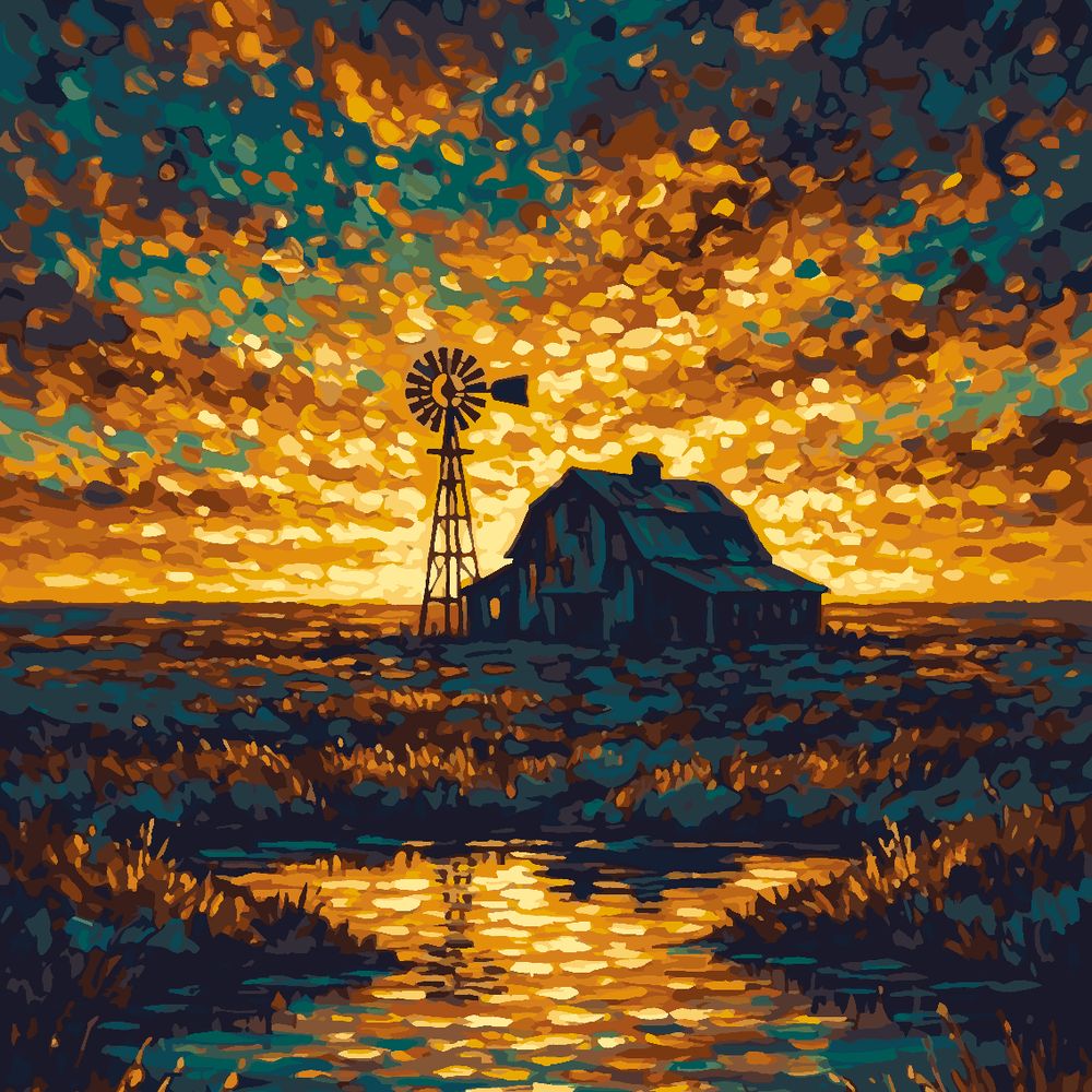 
Paint by Numbers - Prairie Sunset with Barn