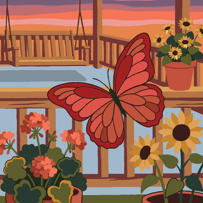 Paint by Numbers - Red Butterfly on a Porch