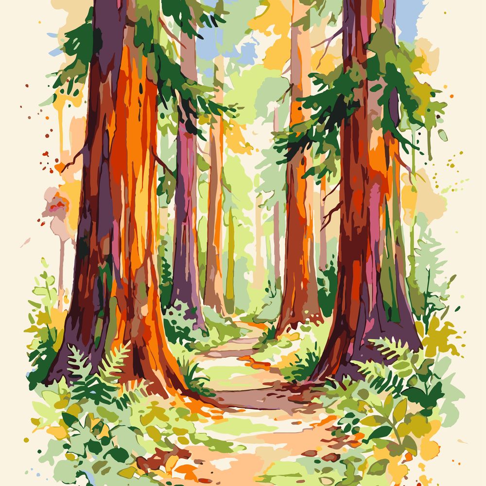 Paint by Numbers - Redwood Forest Path