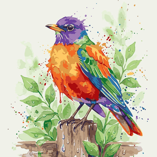 Paint by Numbers - Robin in the Rain