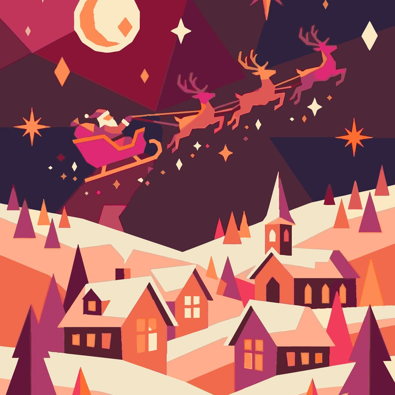 Paint by Numbers - Santa's Sleigh Over the Village