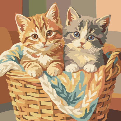 Paint by Numbers - Two Kittens in a Basket