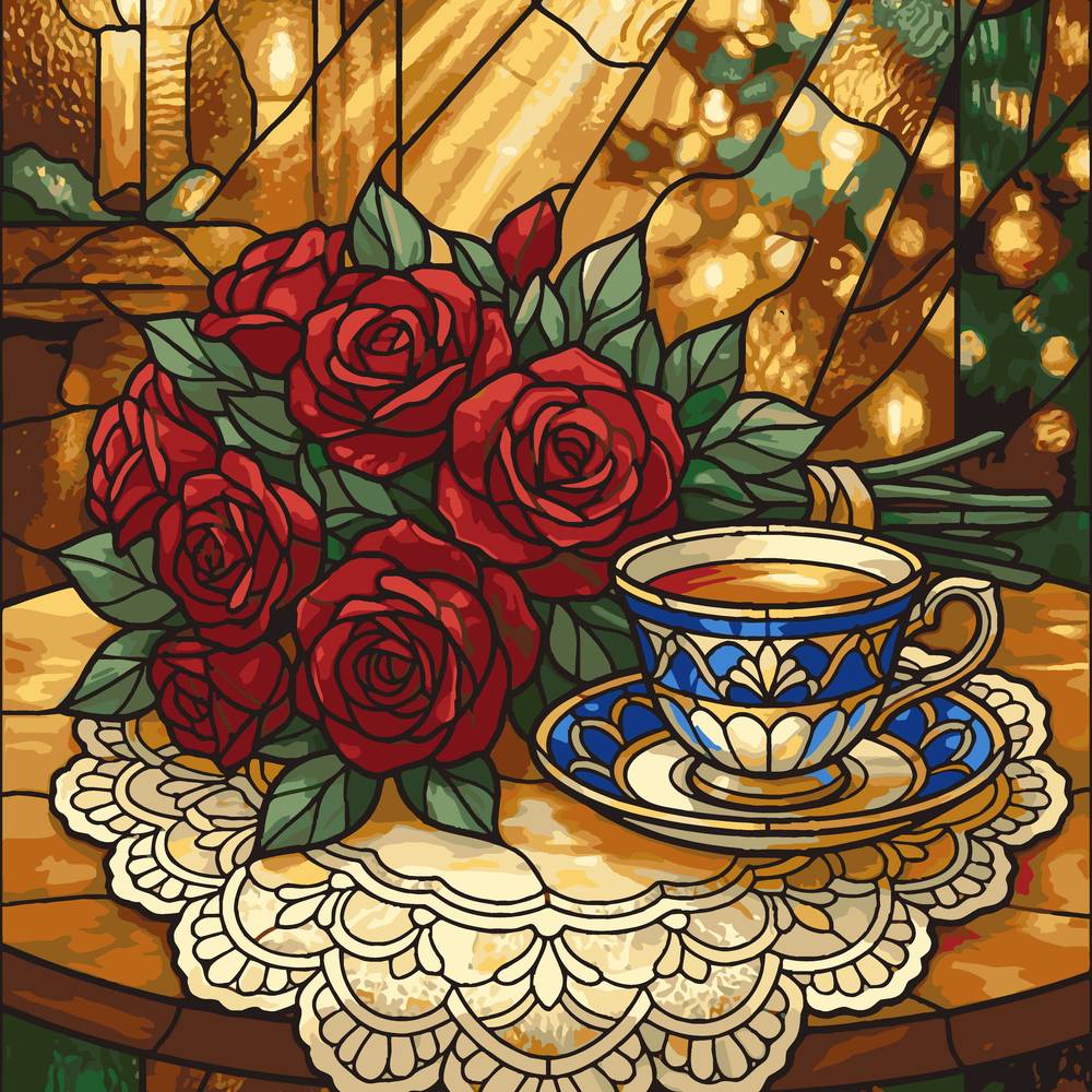 
Paint by Numbers - Valentine Roses and Teacup