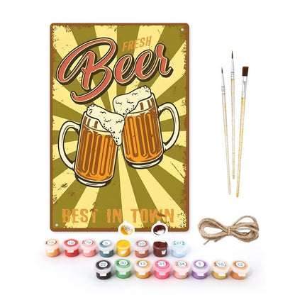 Paint by Numbers – Vintage Metal Bar Art | Fresh Beer Cheers