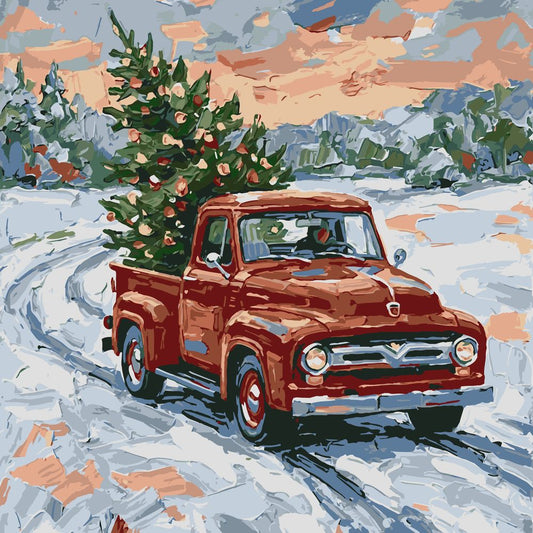 Paint by Numbers - Vintage Pickup with Christmas Tree