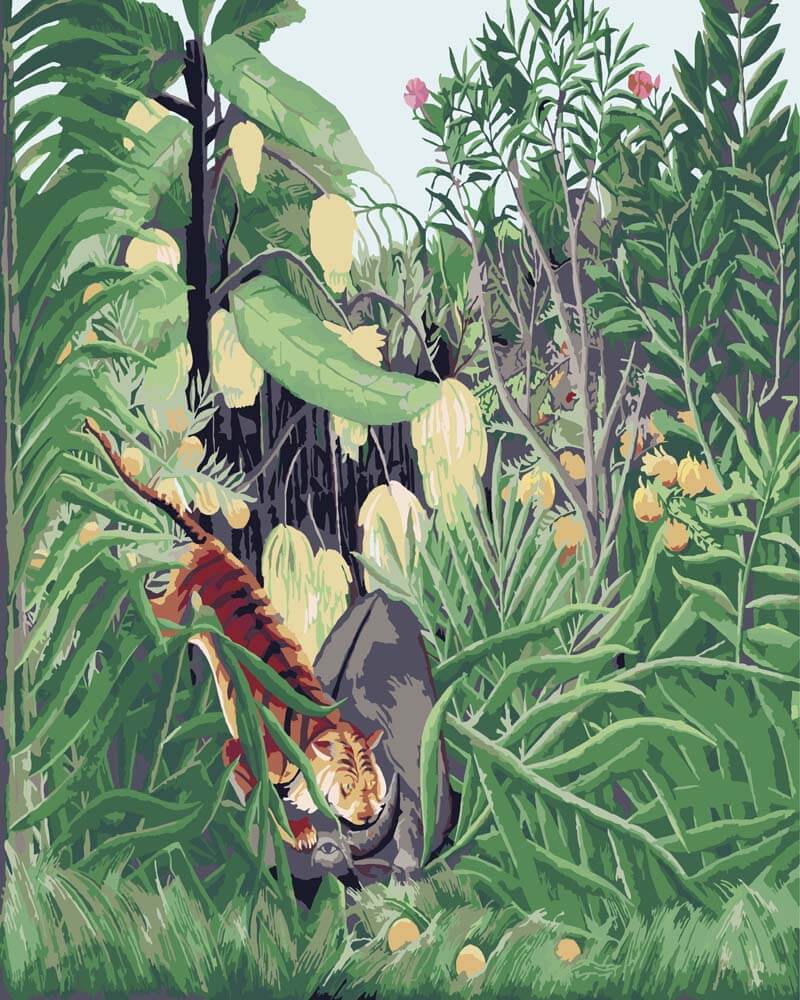 Paint by Numbers - Fight Between a Tiger and a Buffalo | Henri Rousseau