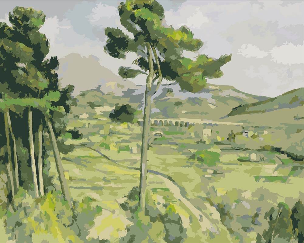 
Paint by Numbers - Mont Sainte-Victoire and the Viaduct of the Arc River Valley | Paul Cezanne