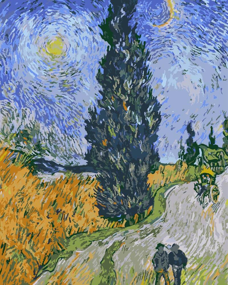 Paint by Numbers - Road with Cypress and Star | Vincent van Gogh