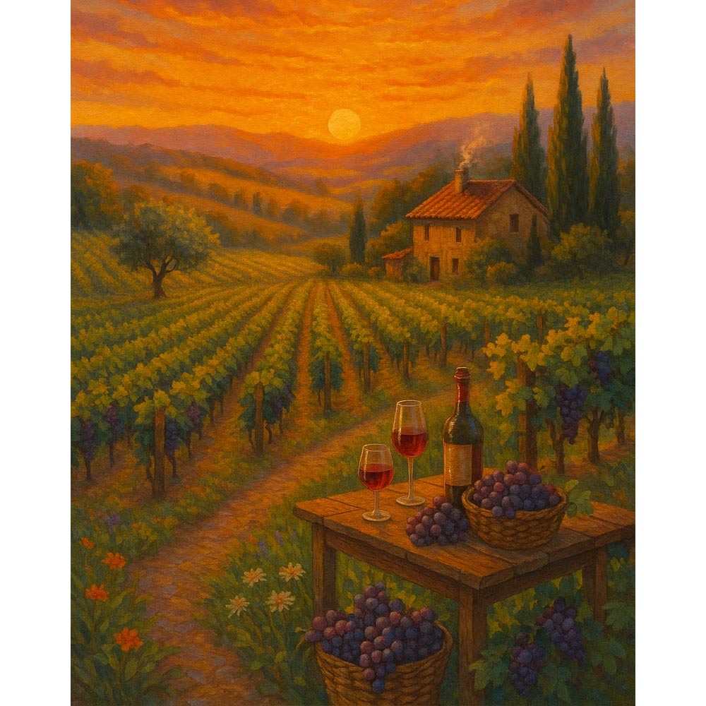 Paint by Numbers - Sunset Over the Vineyard