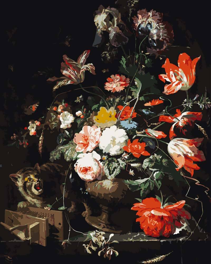 
Paint by Numbers - The Overturned Bouquet | Abraham Mignon