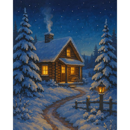 Paint by Numbers - Winter Cabin Glow