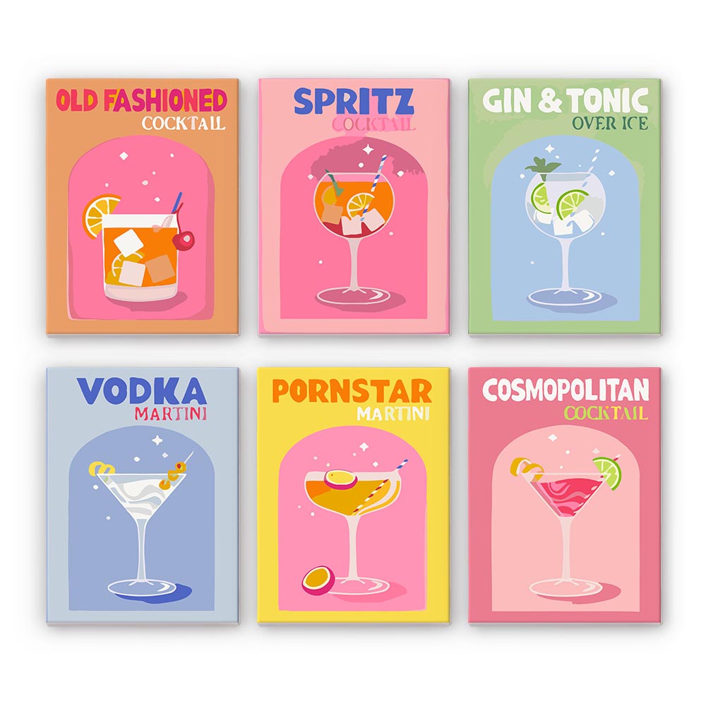 
Paint by Numbers – 6 Mini Paintings | Pop Art Cocktails Set