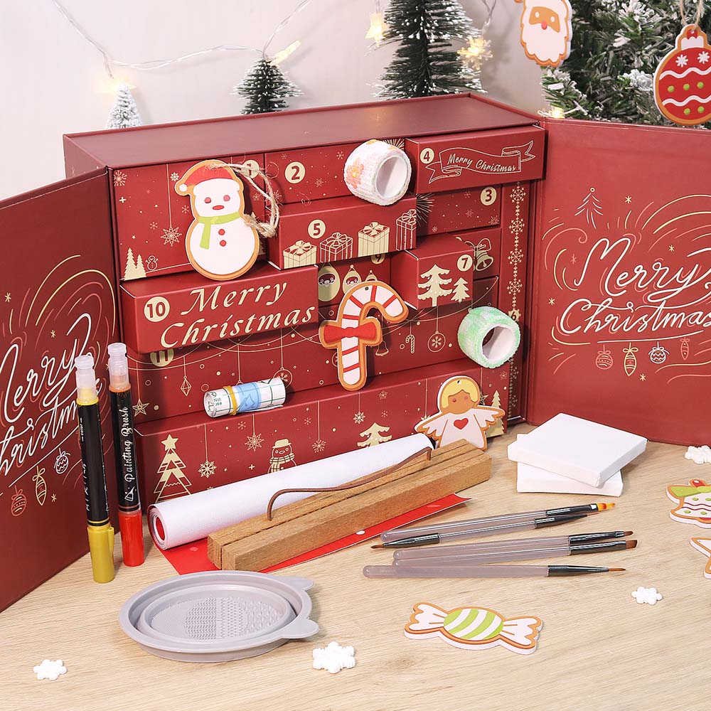 Paint by Numbers – Christmas Advent Calendar – 12 Days (Classic Red & Gold Edition)2