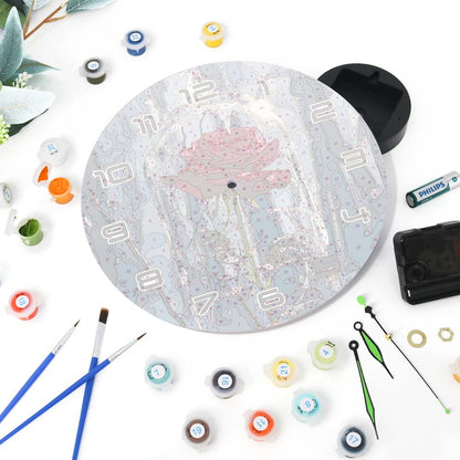 Round clock with decorative elements on a white background