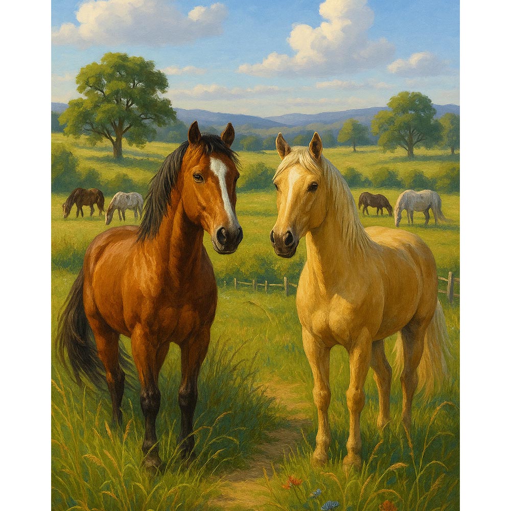 
Paint by Numbers - Majestic Horses in the Meadow