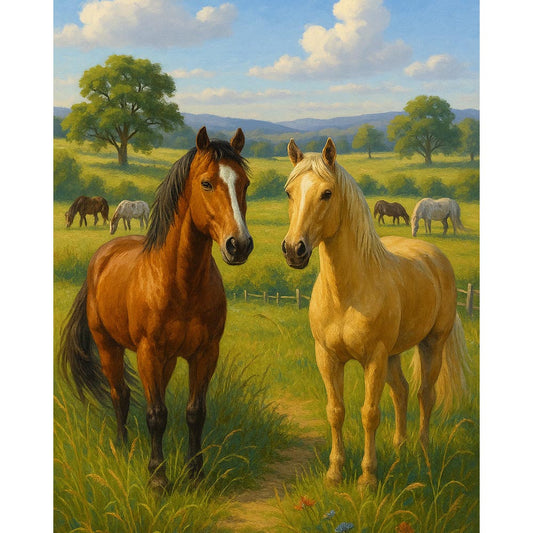 Paint by Numbers - Majestic Horses in the Meadow