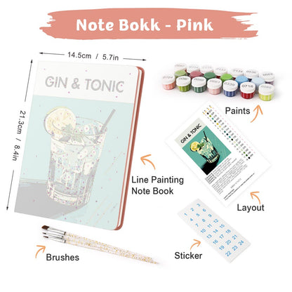 Paint by Numbers Hardcover Journal Notebook - Gin & Tonic Cocktail